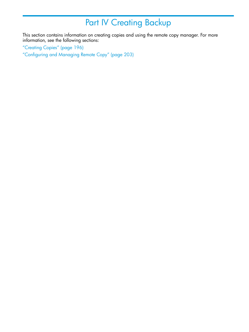 Part iv creating backup, Iv creating backup | HP 3PAR Operating System Software User Manual | Page 195 / 524