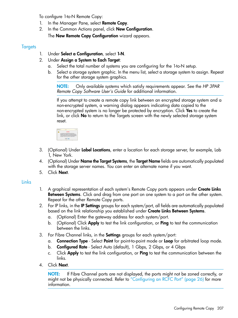 Targets, Links, Targets links | HP 3PAR Operating System Software User Manual | Page 207 / 524