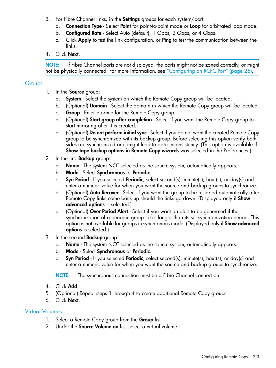 Groups, Virtual volumes, Groups virtual volumes | HP 3PAR Operating System Software User Manual | Page 213 / 524