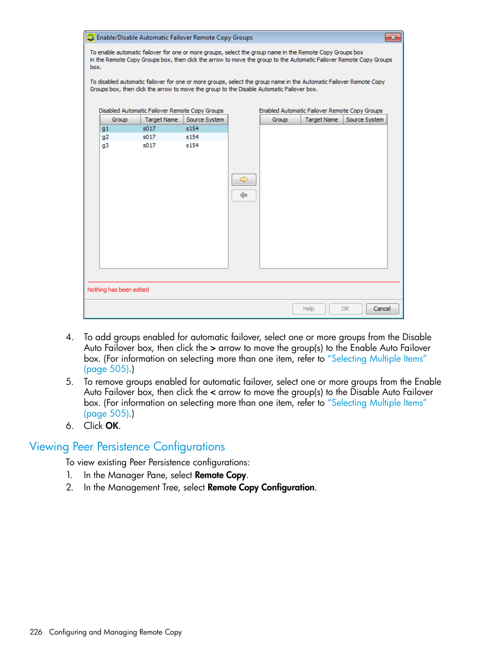 Viewing peer persistence configurations | HP 3PAR Operating System Software User Manual | Page 226 / 524