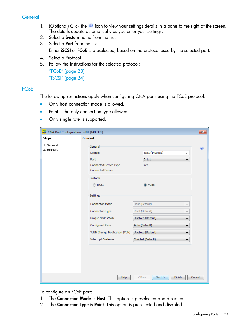 General, Fcoe, General fcoe | HP 3PAR Operating System Software User Manual | Page 23 / 524