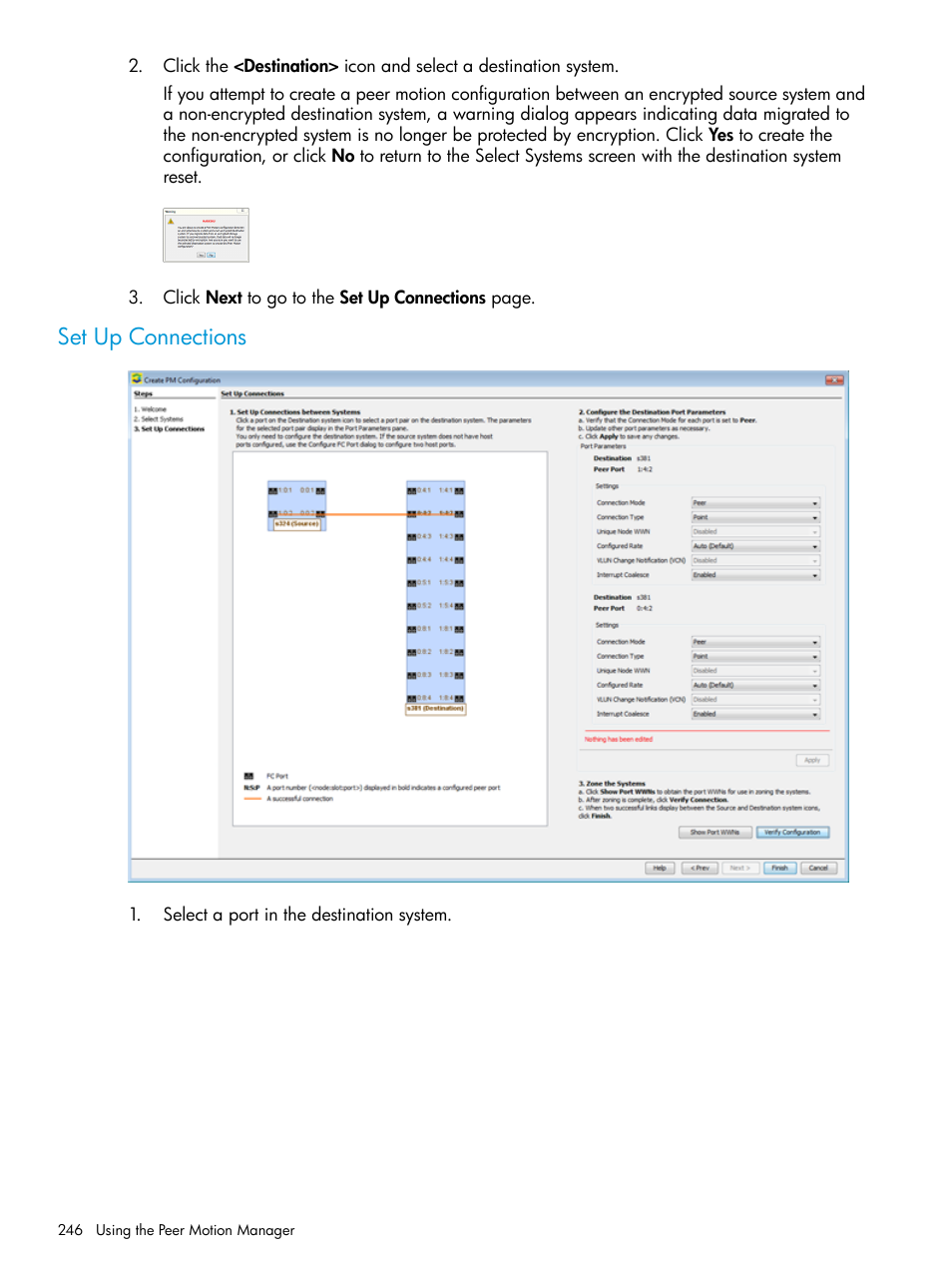 Set up connections | HP 3PAR Operating System Software User Manual | Page 246 / 524