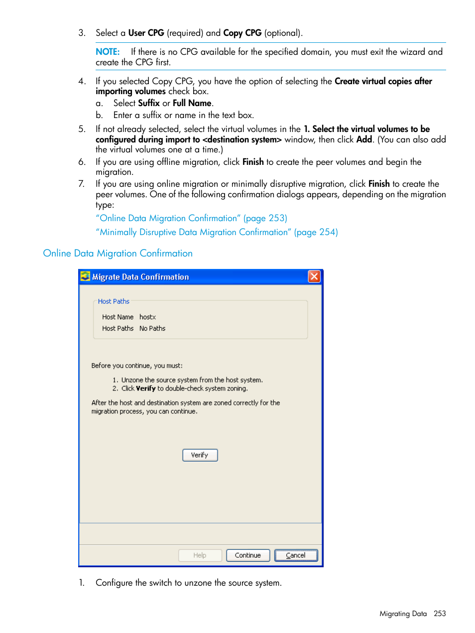 Online data migration confirmation | HP 3PAR Operating System Software User Manual | Page 253 / 524