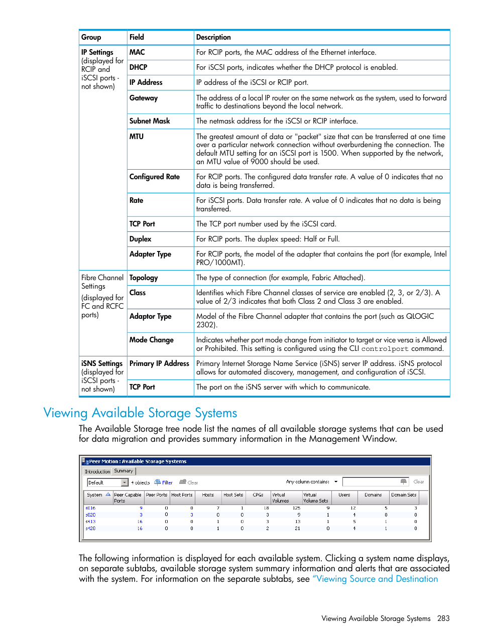 Viewing available storage systems | HP 3PAR Operating System Software User Manual | Page 283 / 524