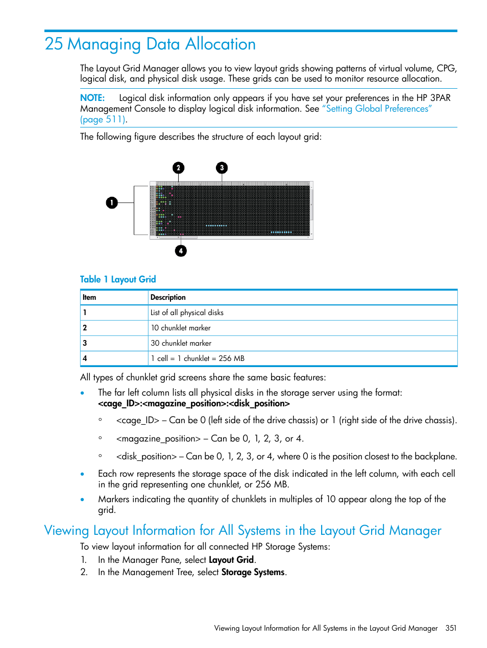 25 managing data allocation | HP 3PAR Operating System Software User Manual | Page 351 / 524