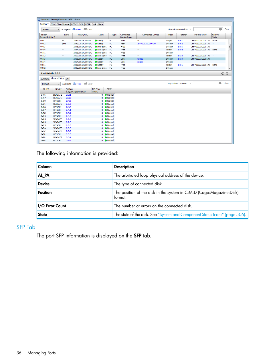 Sfp tab | HP 3PAR Operating System Software User Manual | Page 36 / 524