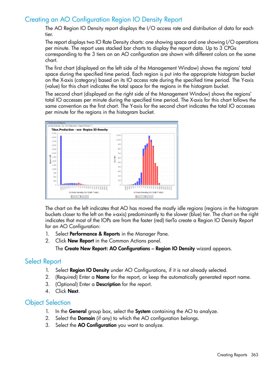 Select report, Object selection | HP 3PAR Operating System Software User Manual | Page 363 / 524