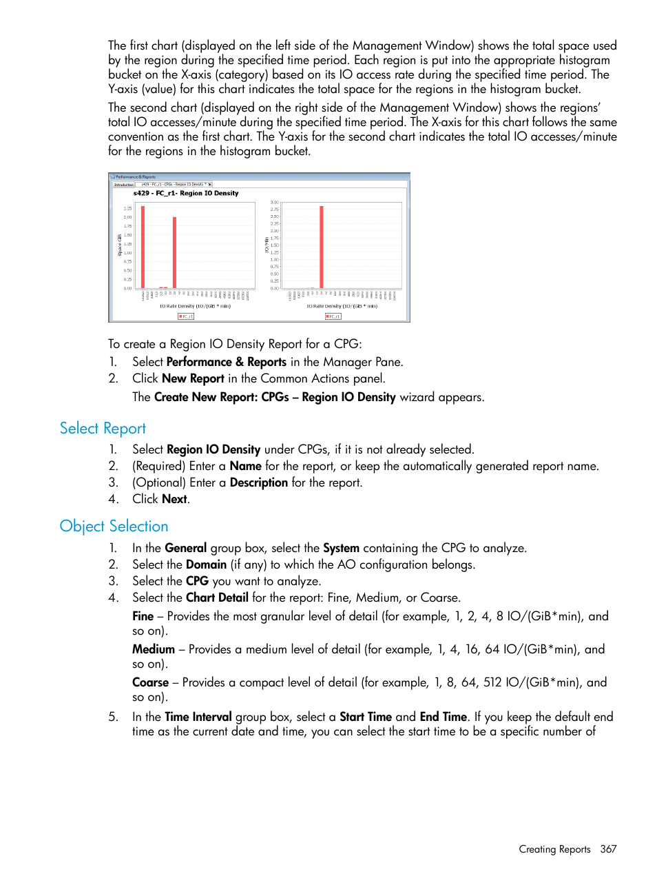 Select report, Object selection, Select report object selection | HP 3PAR Operating System Software User Manual | Page 367 / 524