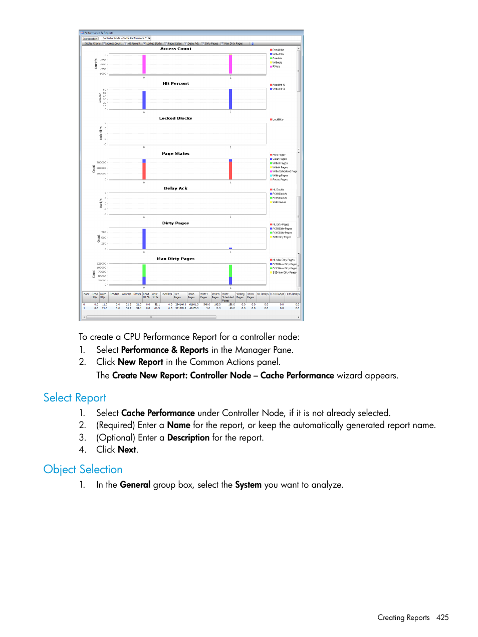 Select report, Object selection, Select report object selection | HP 3PAR Operating System Software User Manual | Page 425 / 524