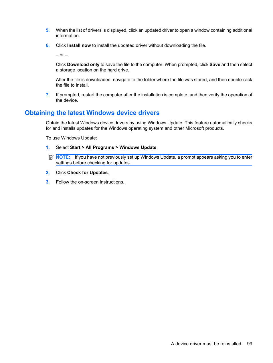Obtaining the latest windows device drivers | HP Pavilion dv6z-3200 CTO Select Edition Entertainment Notebook PC User Manual | Page 109 / 129