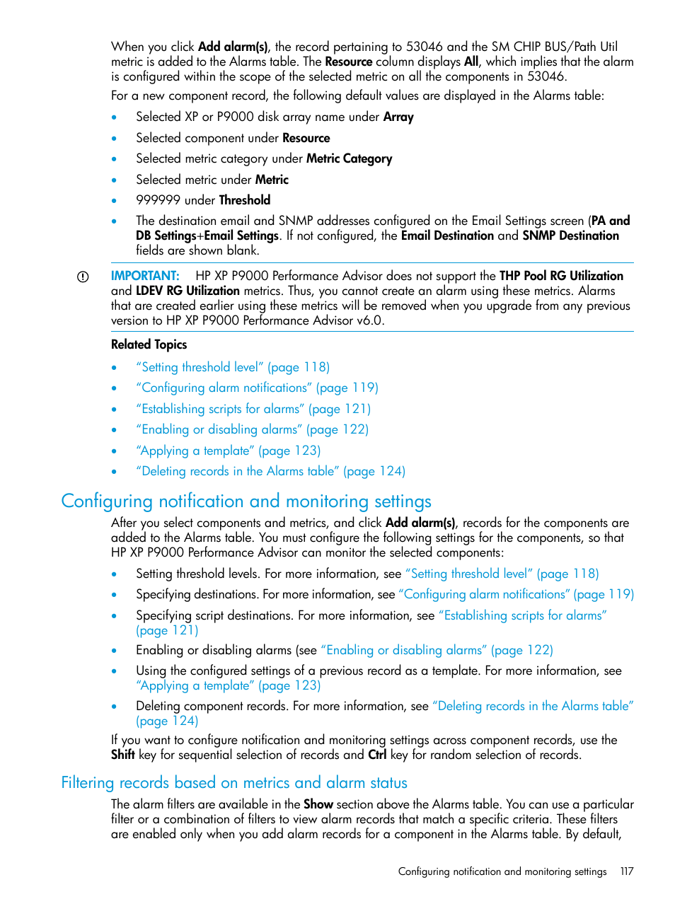 Configuring notification and monitoring settings | HP XP Performance Advisor Software User Manual | Page 117 / 416