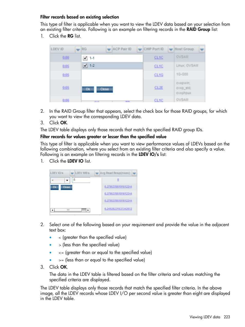 HP XP Performance Advisor Software User Manual | Page 223 / 416