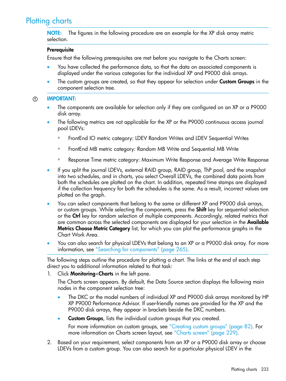 Plotting charts | HP XP Performance Advisor Software User Manual | Page 233 / 416