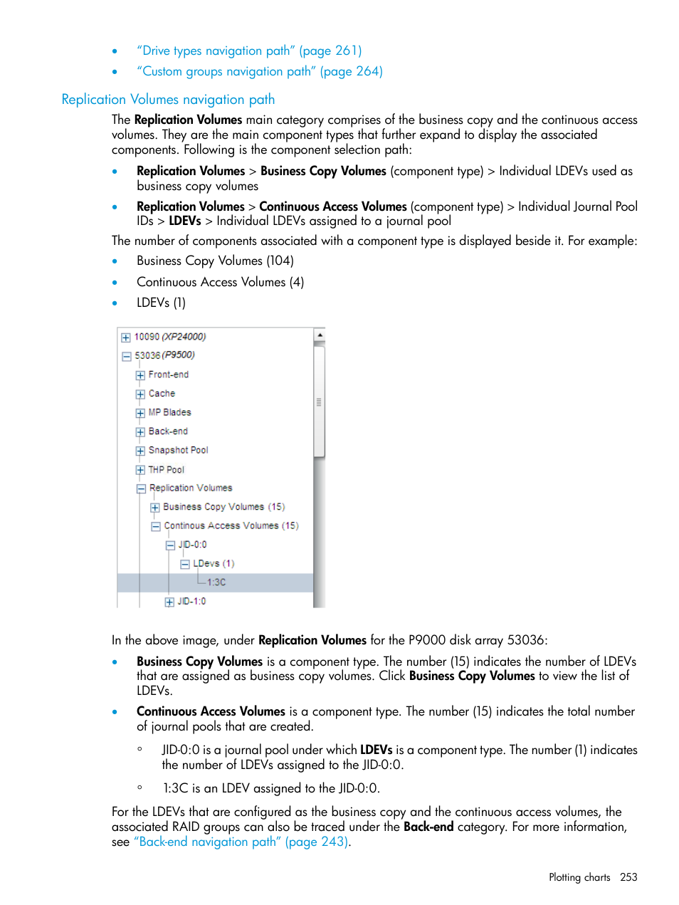 Replication volumes navigation path | HP XP Performance Advisor Software User Manual | Page 253 / 416