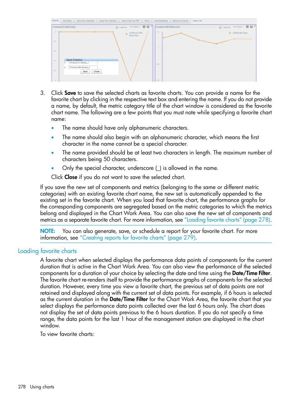 Loading favorite charts | HP XP Performance Advisor Software User Manual | Page 278 / 416