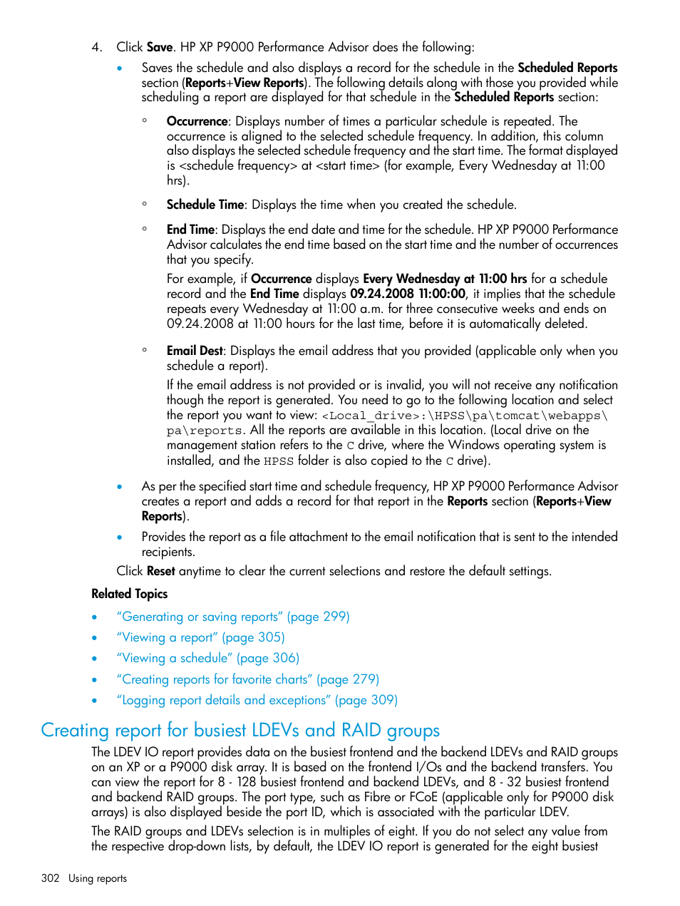 Creating report for busiest ldevs and raid groups | HP XP Performance Advisor Software User Manual | Page 302 / 416