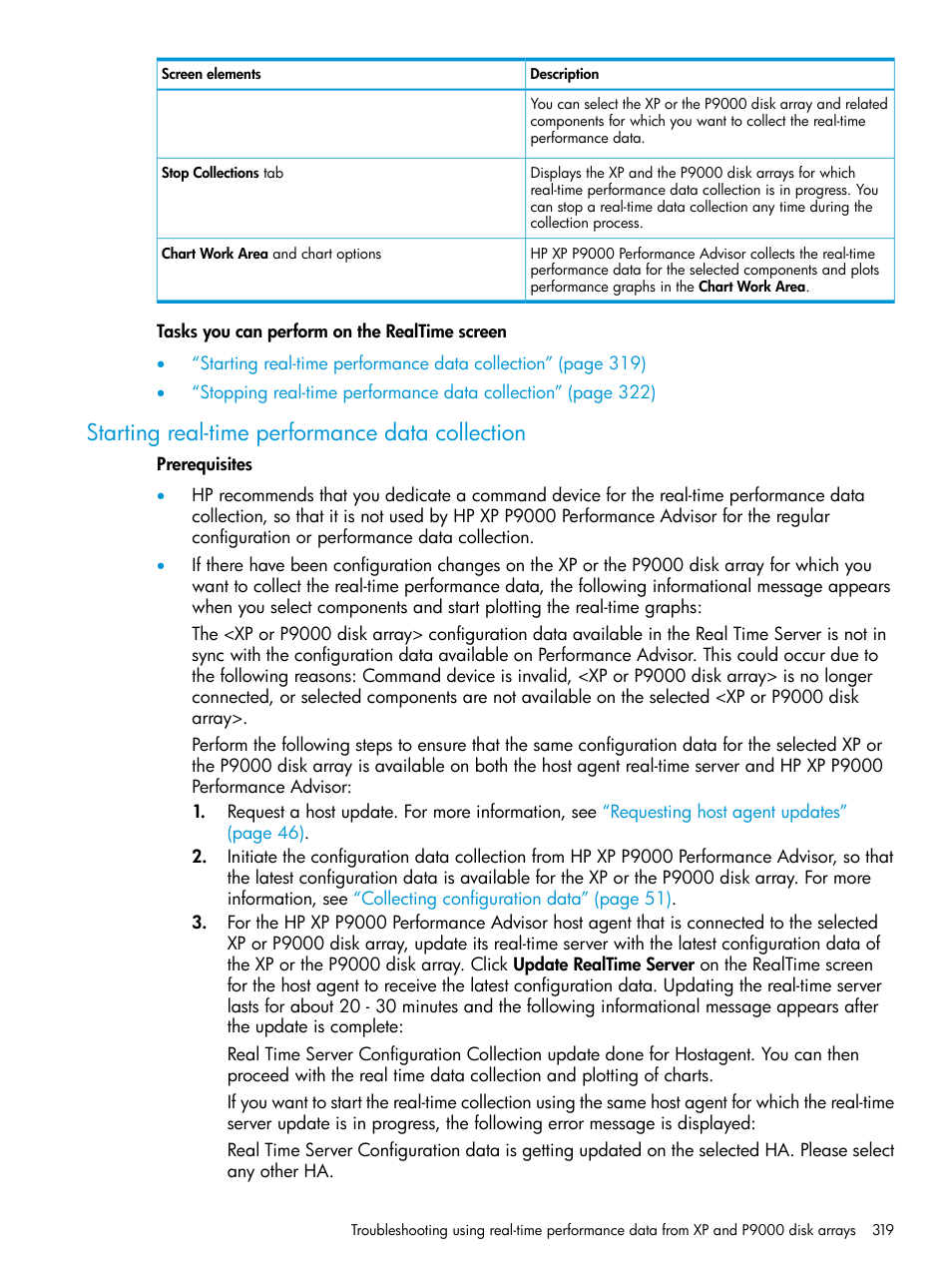 Starting real-time performance data collection | HP XP Performance Advisor Software User Manual | Page 319 / 416