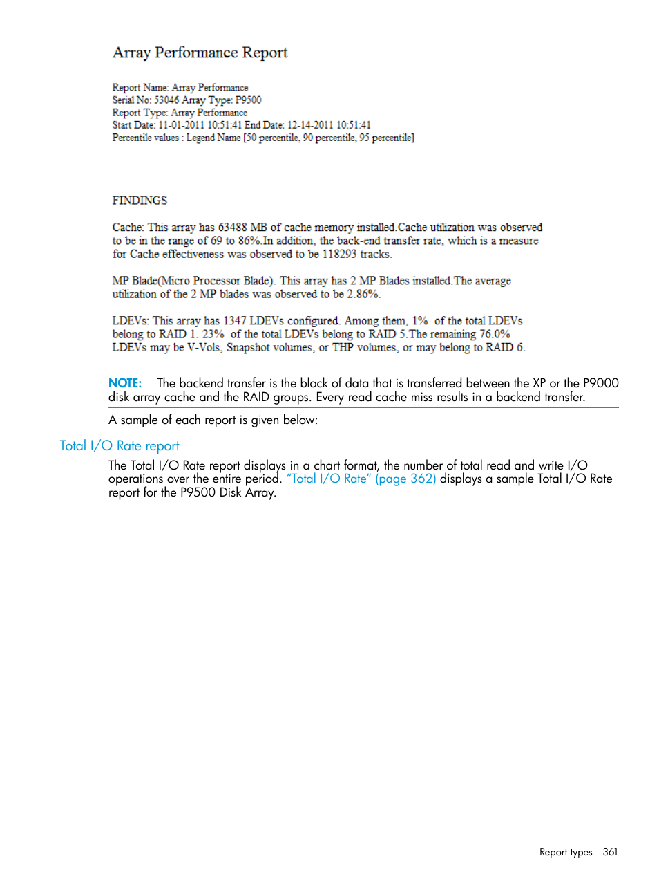 Total i/o rate report | HP XP Performance Advisor Software User Manual | Page 361 / 416