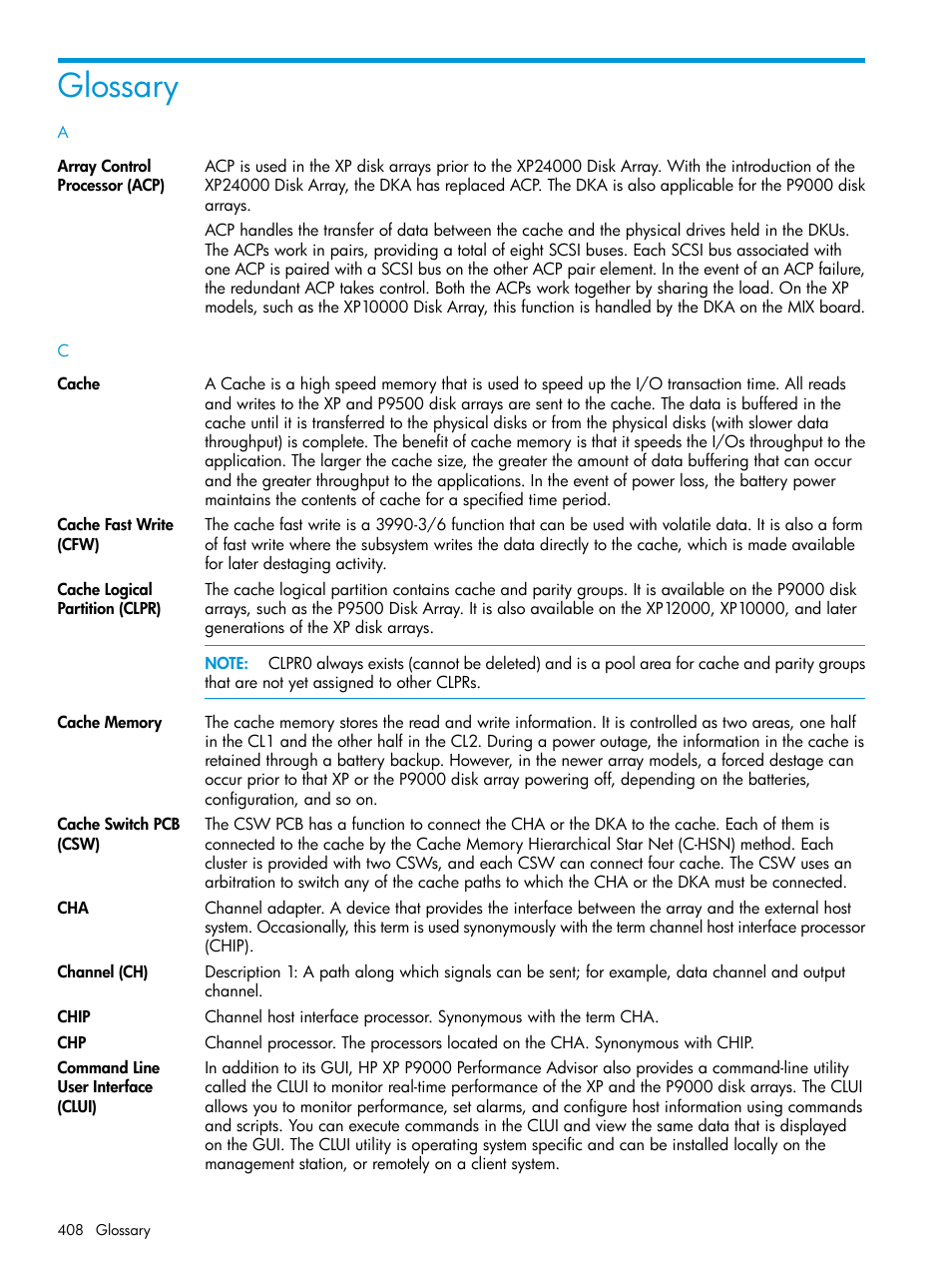 Glossary | HP XP Performance Advisor Software User Manual | Page 408 / 416