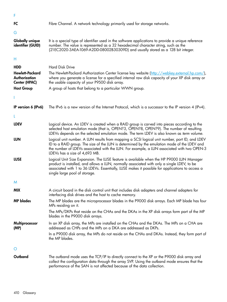 HP XP Performance Advisor Software User Manual | Page 410 / 416