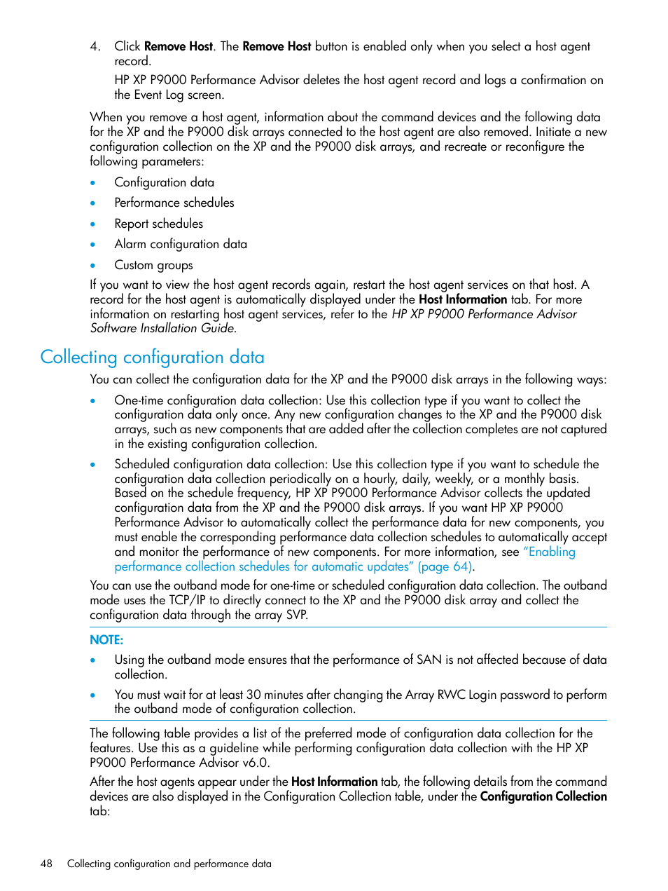 Collecting configuration data | HP XP Performance Advisor Software User Manual | Page 48 / 416