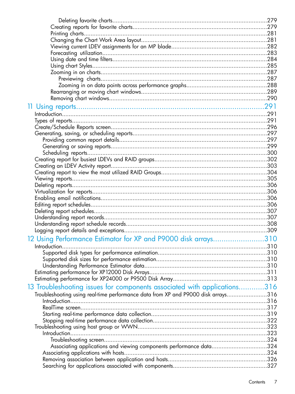 11 using reports | HP XP Performance Advisor Software User Manual | Page 7 / 416