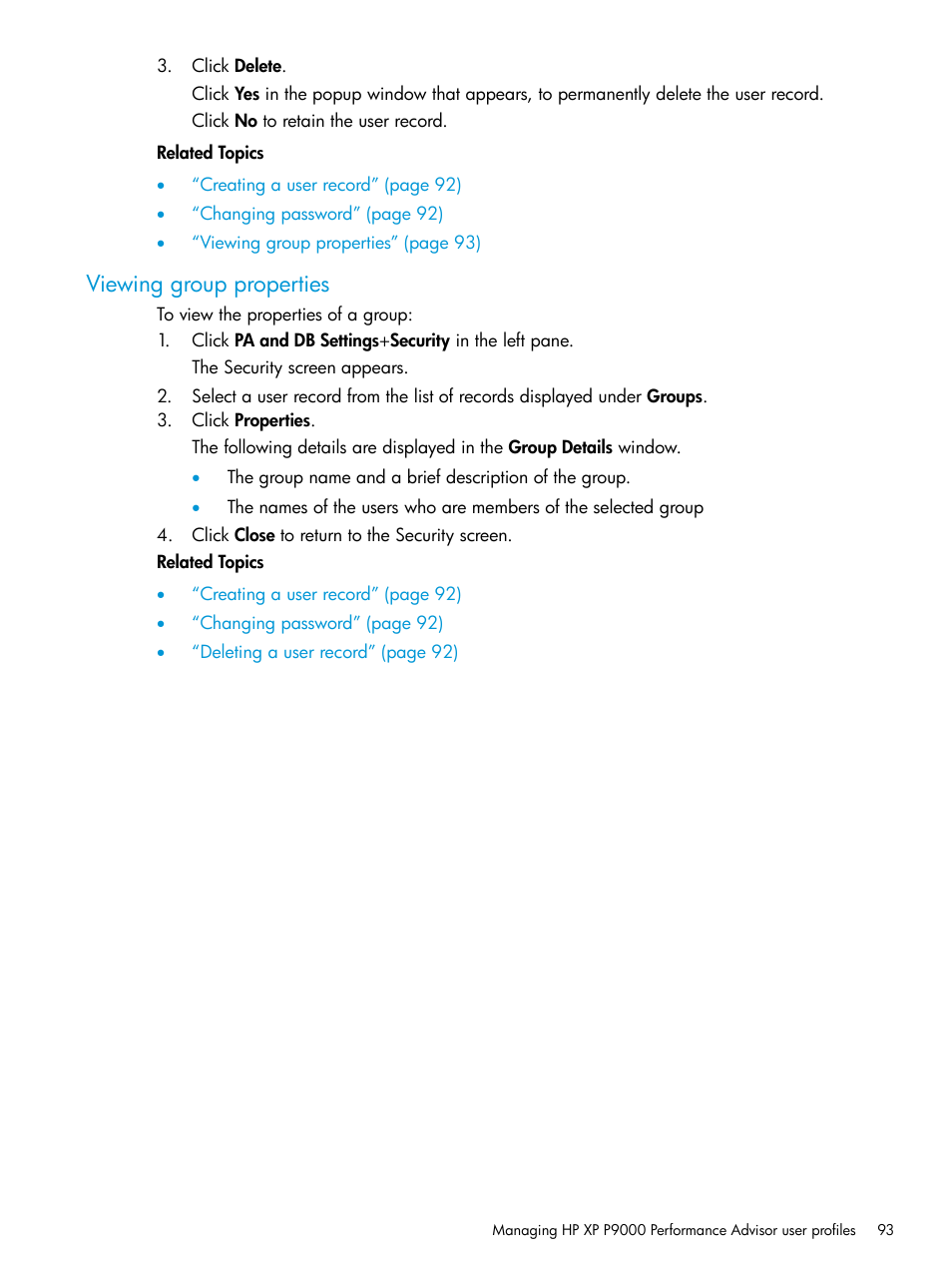 Viewing group properties | HP XP Performance Advisor Software User Manual | Page 93 / 416