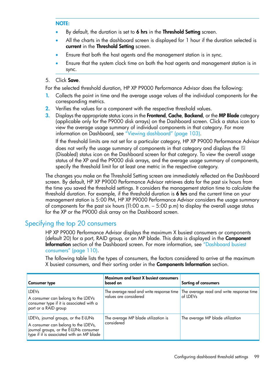Specifying the top 20 consumers | HP XP Performance Advisor Software User Manual | Page 99 / 416