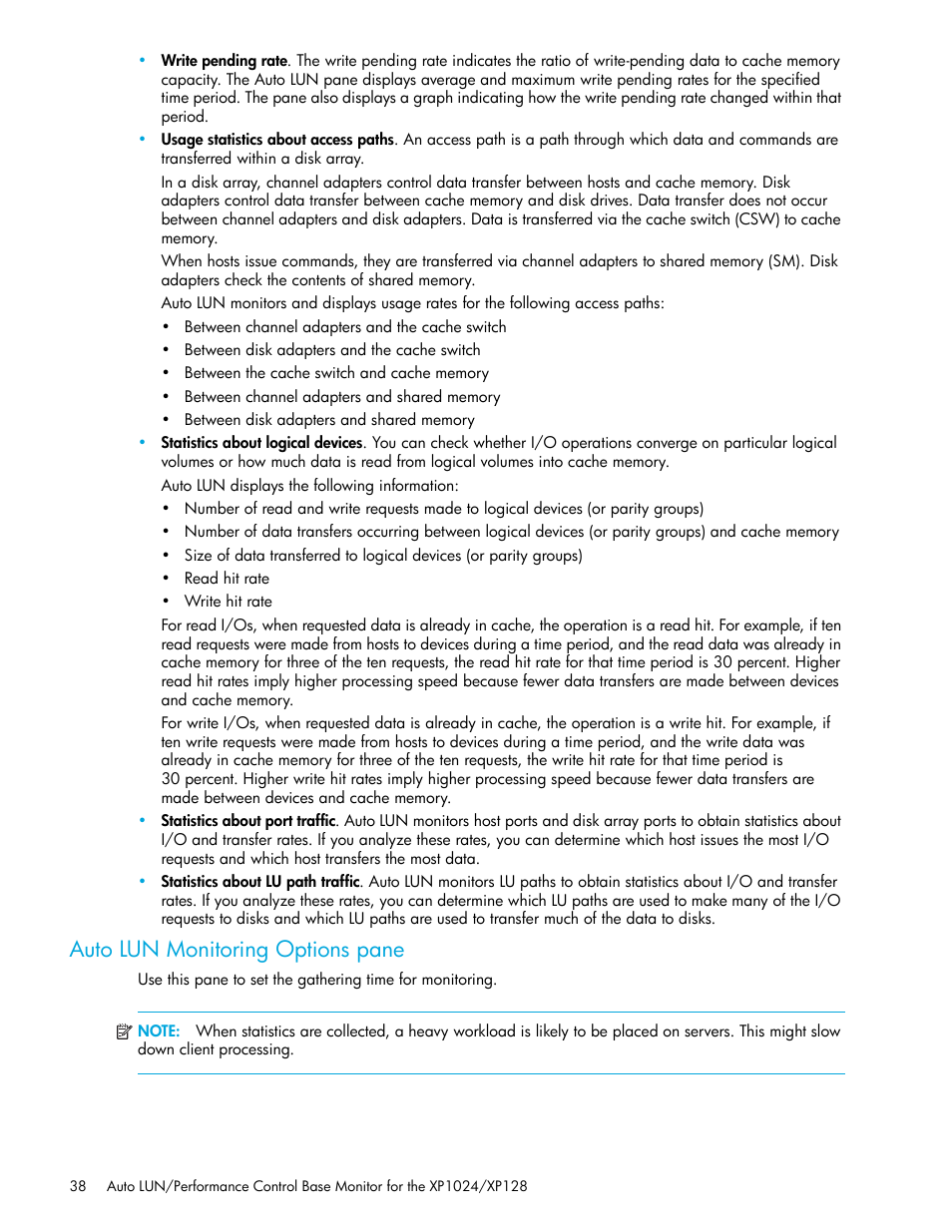Auto lun monitoring options pane | HP XP Auto LUN Software User Manual | Page 38 / 56