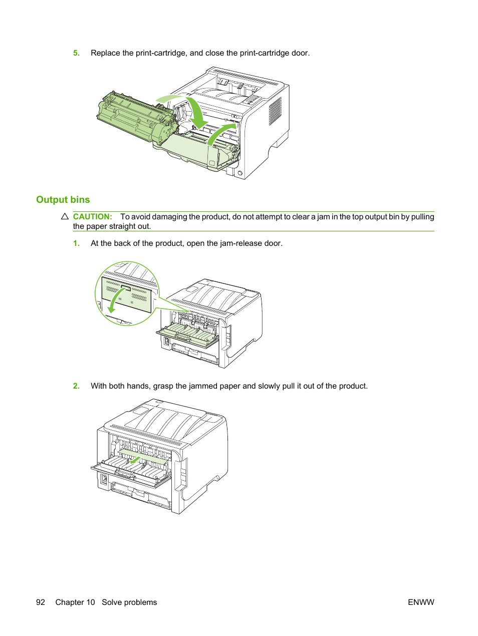 Output bins | HP LaserJet P2035 User Manual | Page 102 / 148