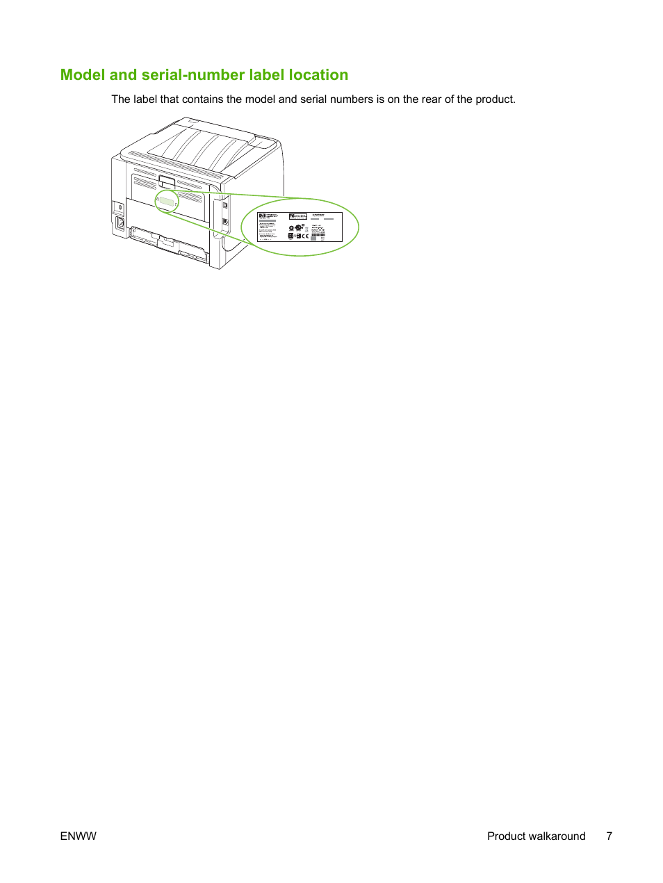 Model and serial-number label location | HP LaserJet P2035 User Manual | Page 17 / 148