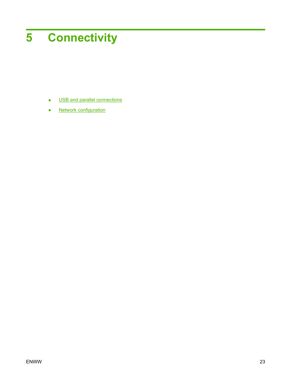 Connectivity, 5 connectivity, 5connectivity | HP LaserJet P2035 User Manual | Page 33 / 148