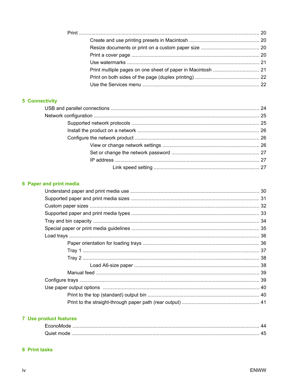 HP LaserJet P2035 User Manual | Page 6 / 148