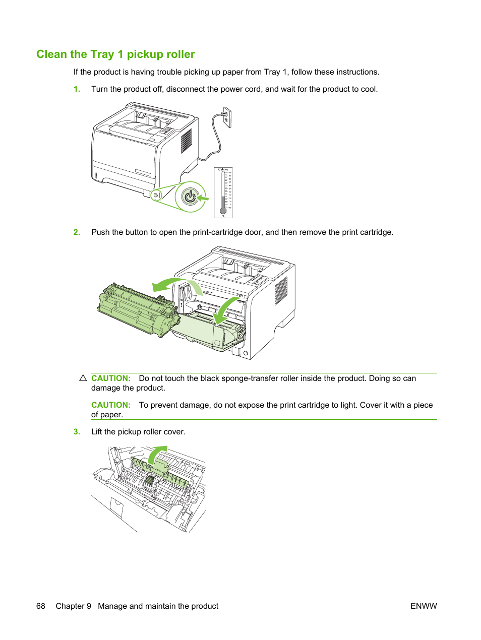 Clean the tray 1 pickup roller | HP LaserJet P2035 User Manual | Page 78 / 148