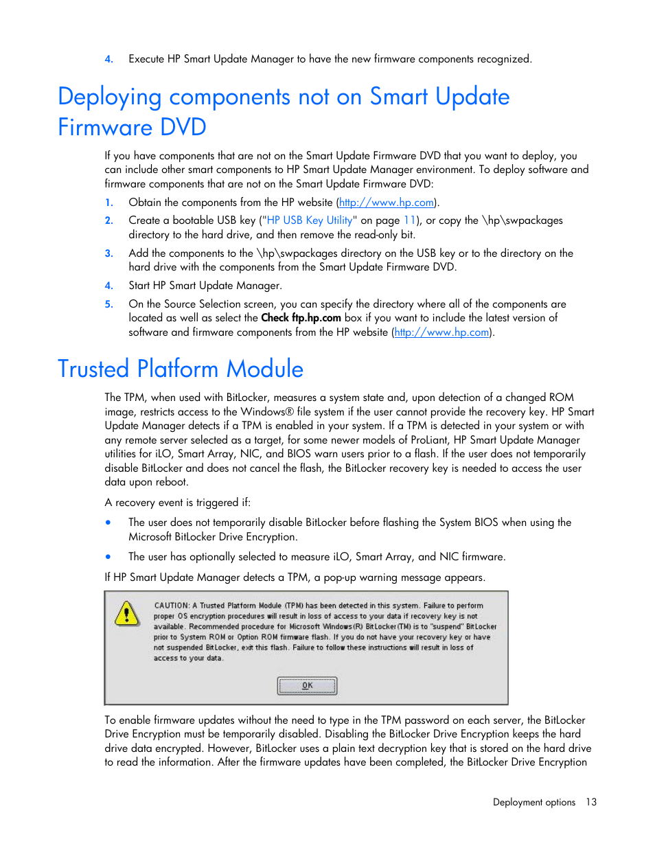 Trusted platform module | HP SmartStart-Software User Manual | Page 13 / 51