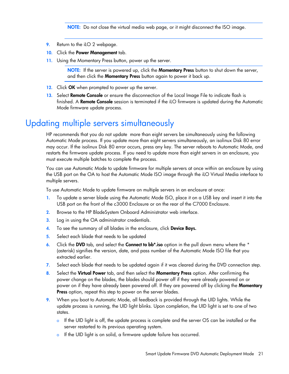 Updating multiple servers simultaneously | HP SmartStart-Software User Manual | Page 21 / 51