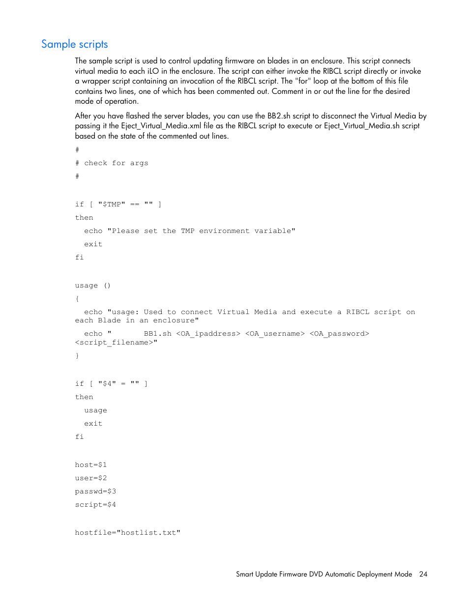 Sample scripts | HP SmartStart-Software User Manual | Page 24 / 51