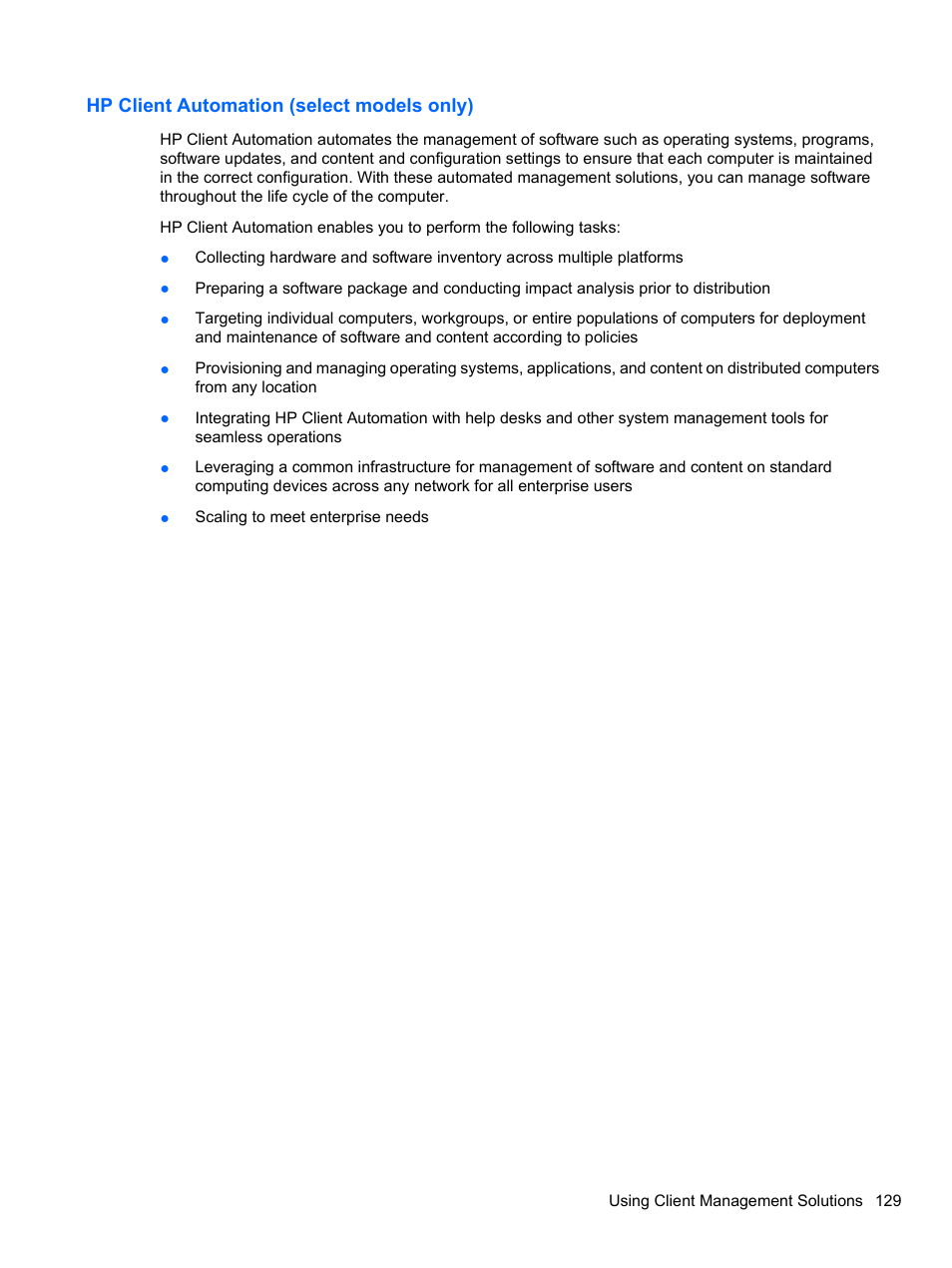 Hp client automation (select models only) | HP EliteBook 8740w Mobile Workstation User Manual | Page 141 / 148