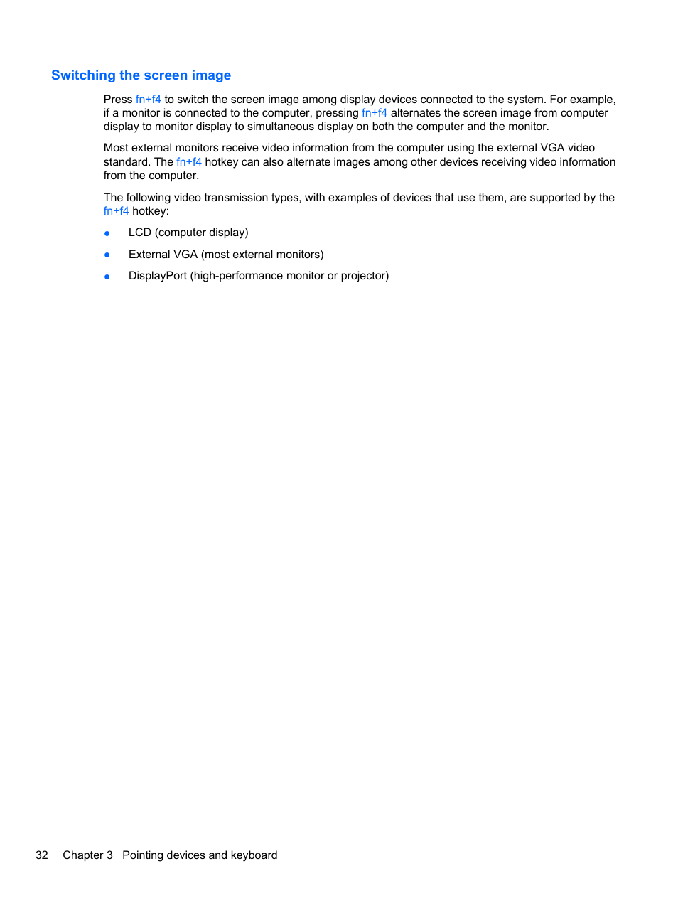 Switching the screen image | HP EliteBook 8740w Mobile Workstation User Manual | Page 44 / 148