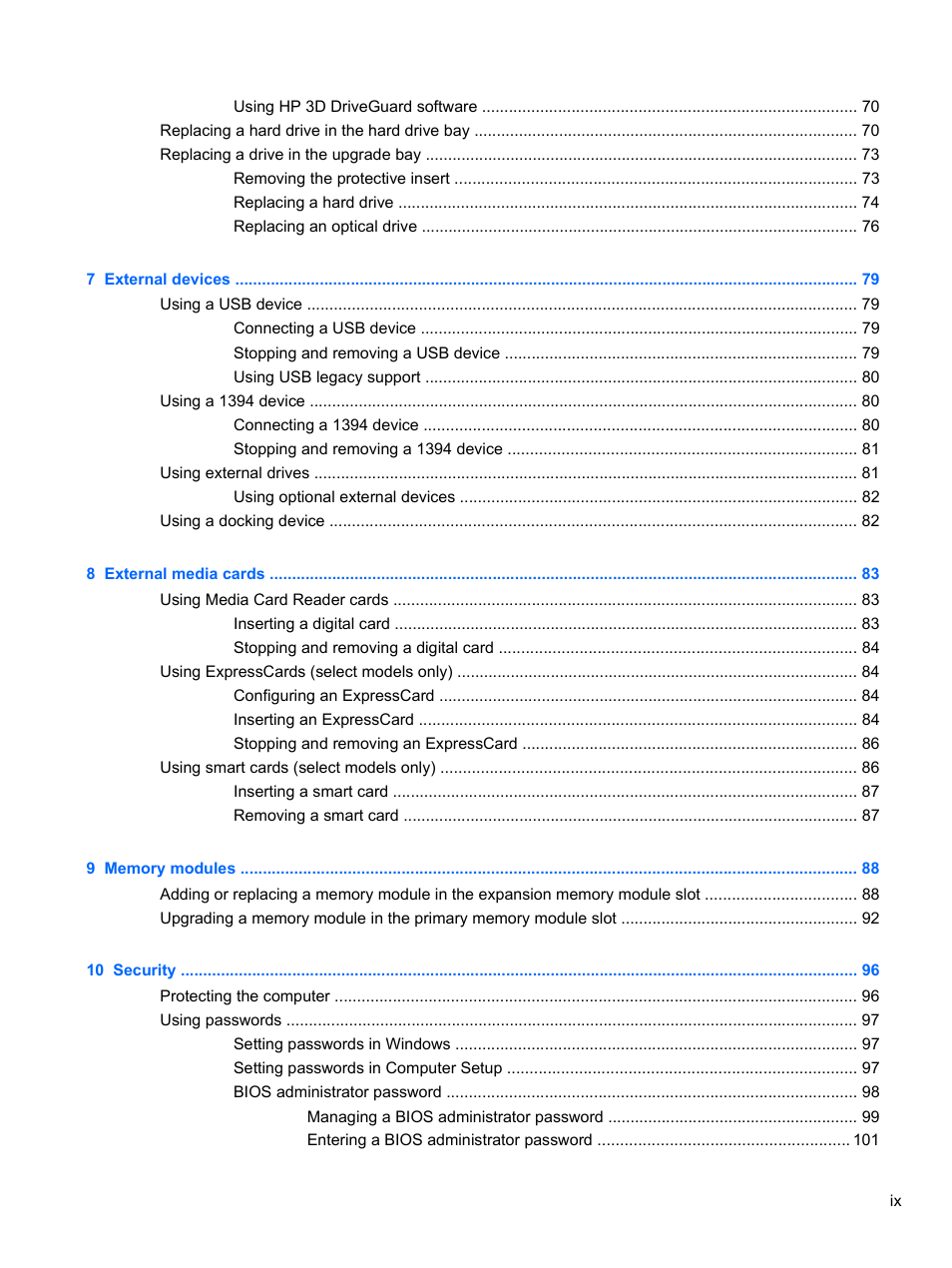 HP EliteBook 8740w Mobile Workstation User Manual | Page 9 / 148