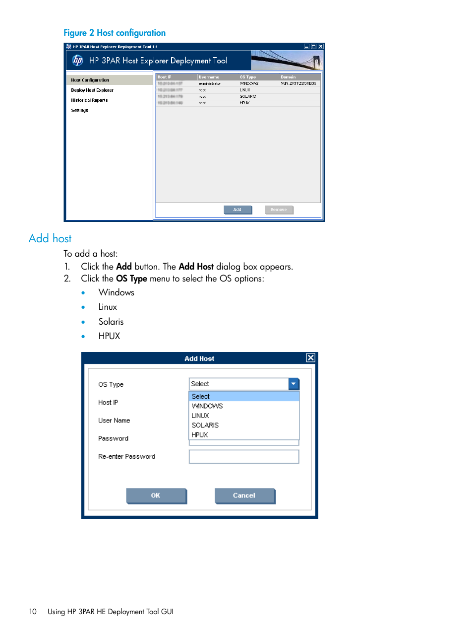 Add host | HP 3PAR Host Explorer Software User Manual | Page 10 / 21