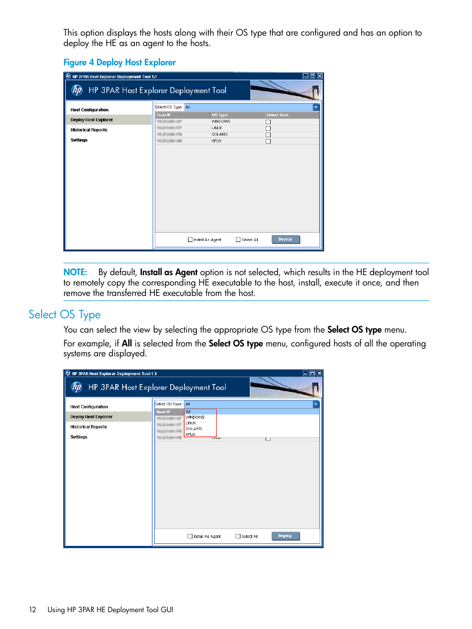 Select os type | HP 3PAR Host Explorer Software User Manual | Page 12 / 21