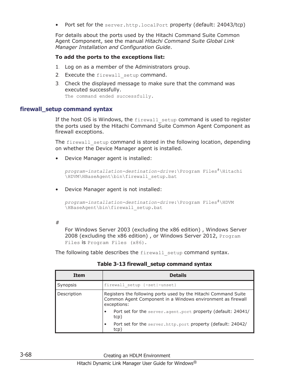 Firewall_setup command syntax -68 | HP XP P9500 Storage User Manual | Page 136 / 440