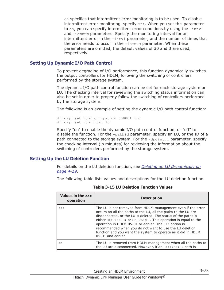 Setting up dynamic i/o path control -75, Setting up the lu deletion function -75 | HP XP P9500 Storage User Manual | Page 143 / 440