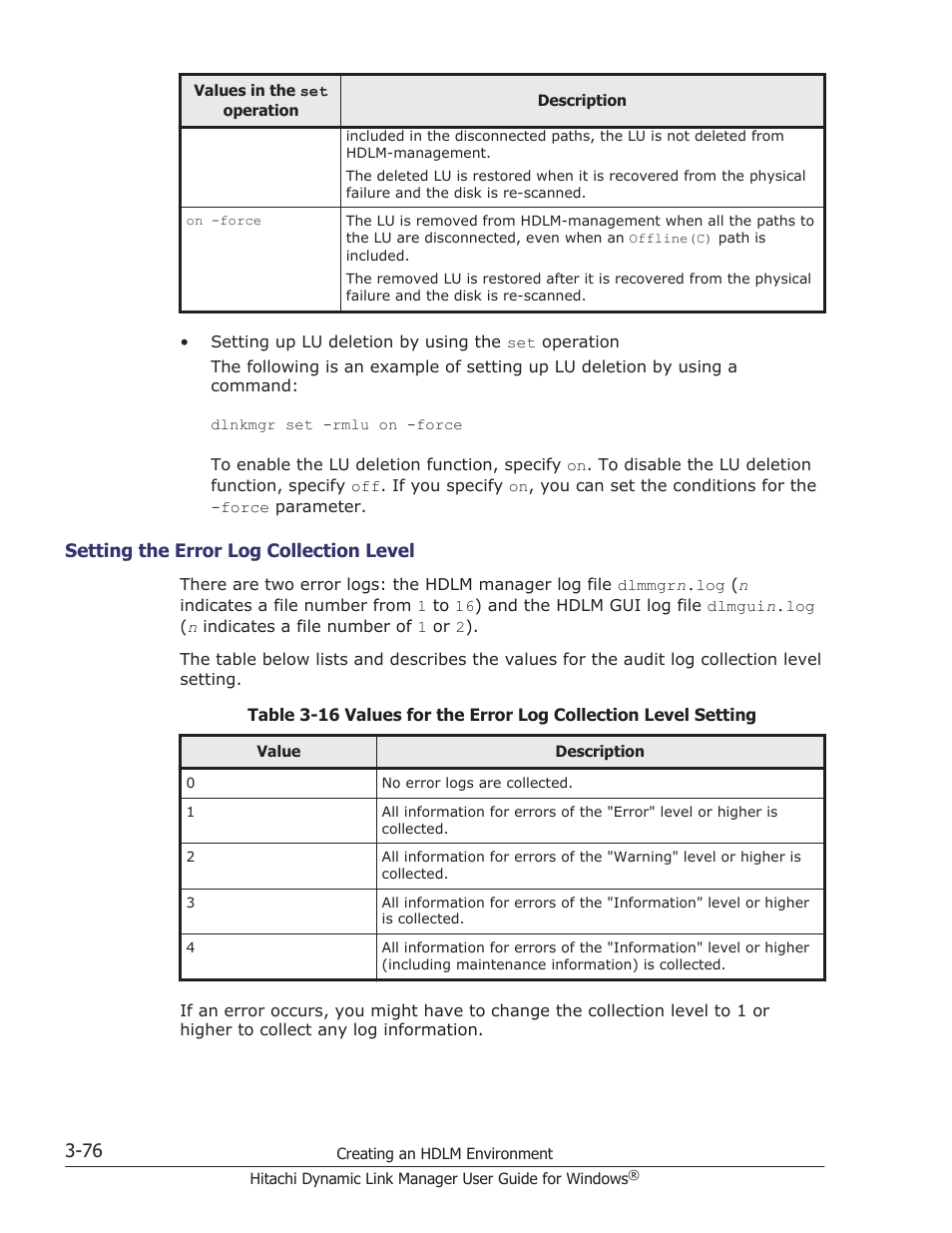 Setting the error log collection level -76 | HP XP P9500 Storage User Manual | Page 144 / 440