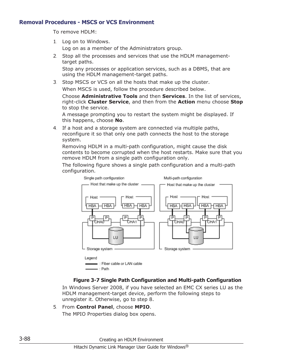 Removal procedures - mscs or vcs environment -88 | HP XP P9500 Storage User Manual | Page 156 / 440