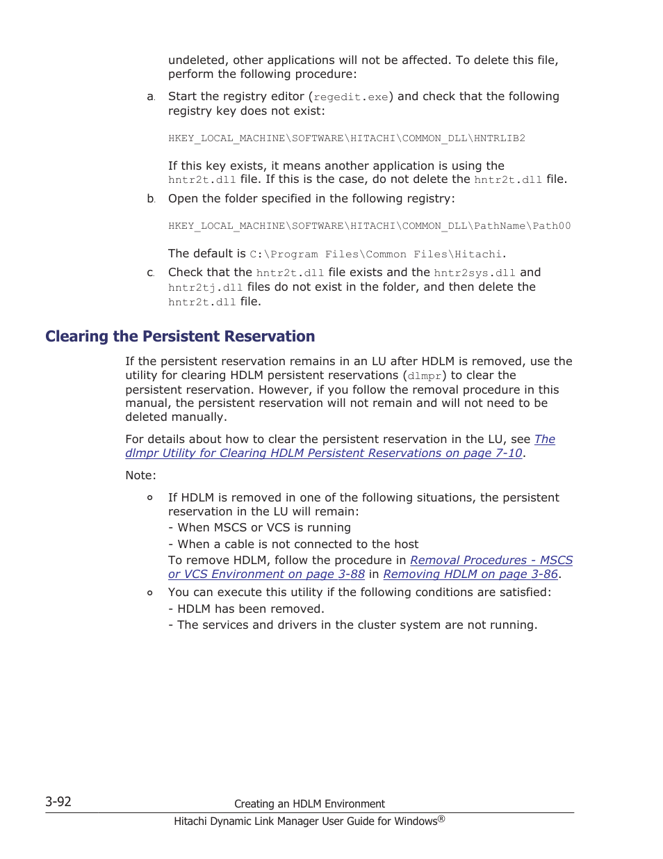 Clearing the persistent reservation, Clearing the persistent reservation -92 | HP XP P9500 Storage User Manual | Page 160 / 440