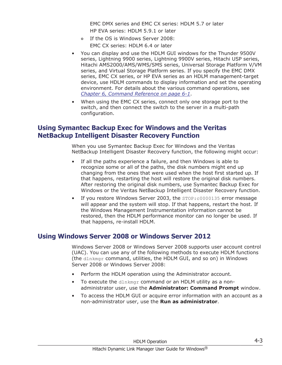 Using windows server 2008 or windows server 2012, Disaster recovery function -3 | HP XP P9500 Storage User Manual | Page 163 / 440