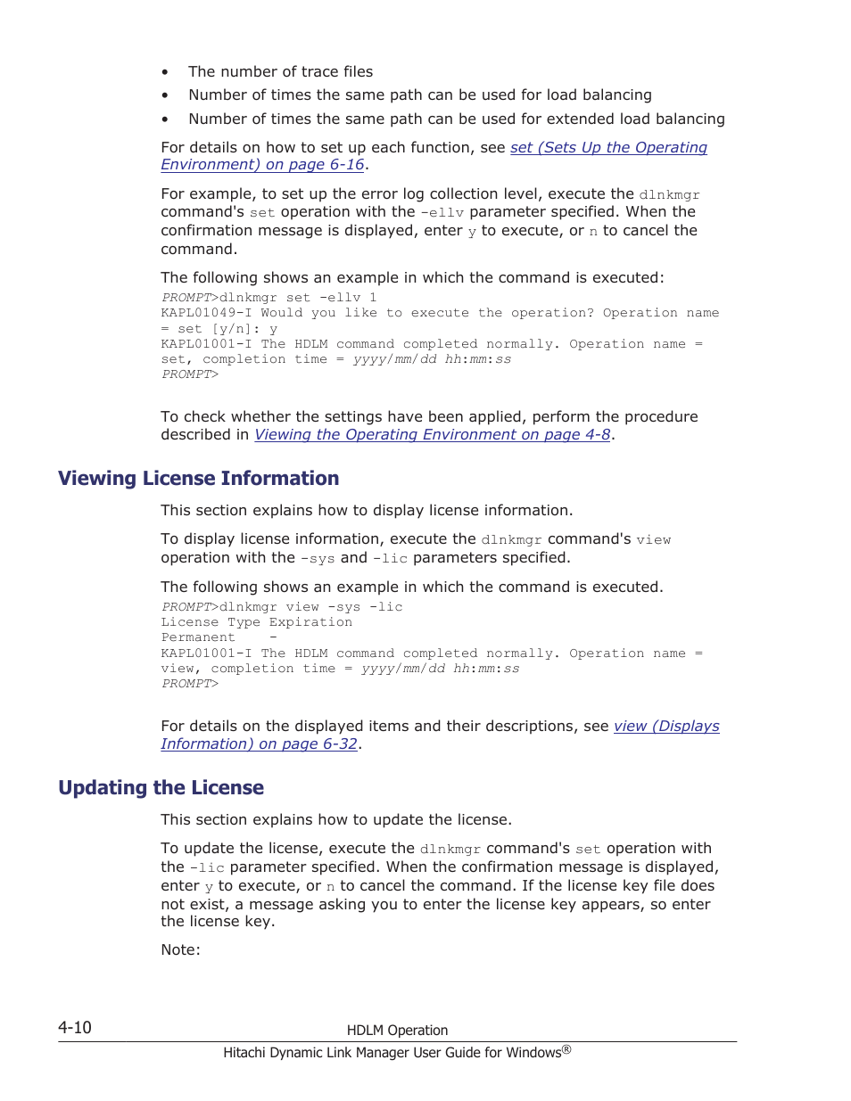 Viewing license information, Updating the license, Viewing license information -10 | Updating the license -10 | HP XP P9500 Storage User Manual | Page 170 / 440