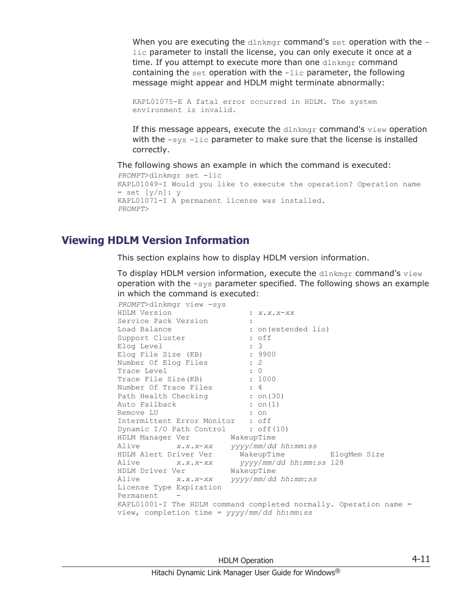 Viewing hdlm version information, Viewing hdlm version information -11 | HP XP P9500 Storage User Manual | Page 171 / 440